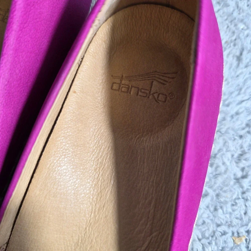 Dansko Lesley Nubuck Leather Fuchsia‎ Espadrille Flats Slip On Shoes Women EU 36